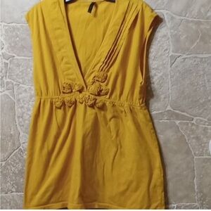 Massini Bohemian Yellow Sleeveless Cotton Top SKU238‎